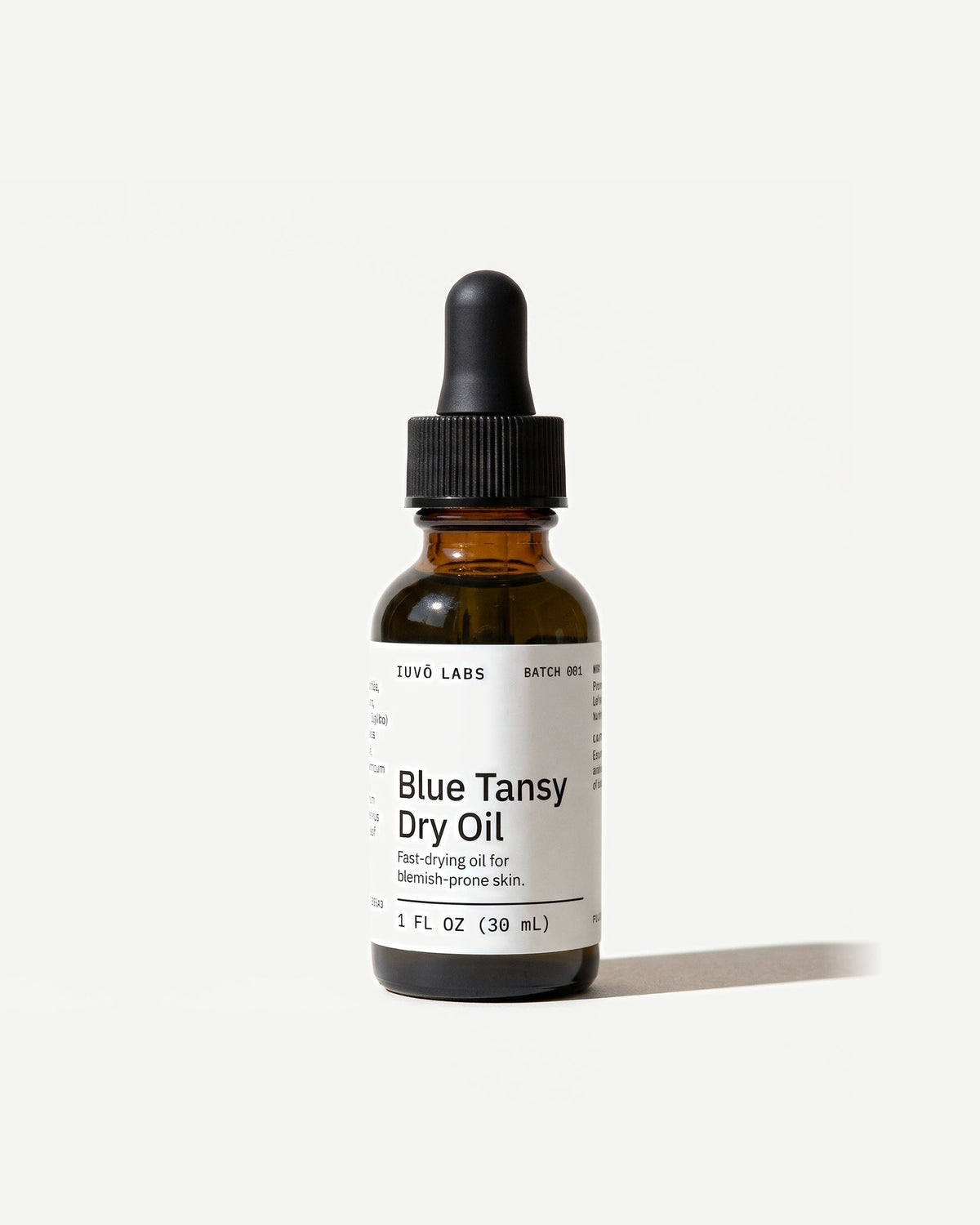 Blue Tansy Dry Oil in a 30 mL amber glass dropper bottle